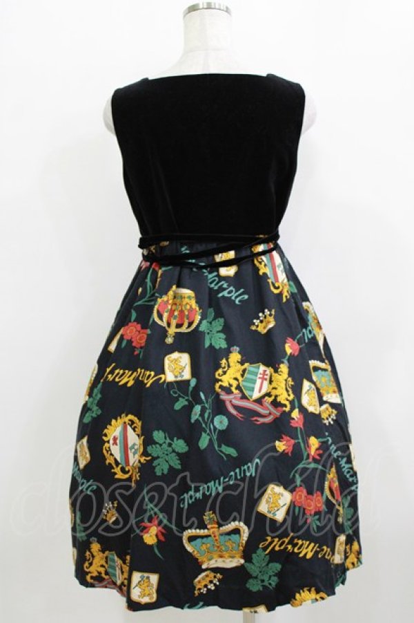 画像3: Jane Marple / エンブレム別珍切替ジャンパースカート  ブラック H-26-01-14-007-JM-OP-KB-ZH (3)