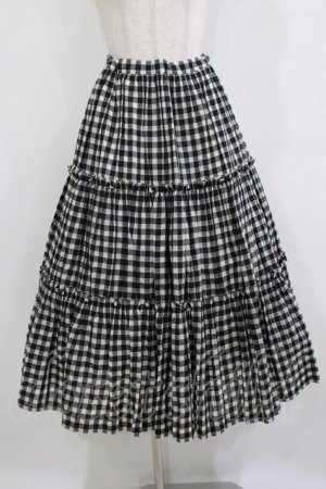 画像: Jane Marple / シャーリングチェックティアードスカート  ブラック H-26-01-14-011-JM-SK-KB-ZH