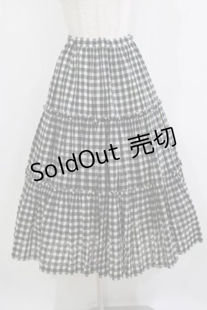 画像: Jane Marple / シャーリングチェックティアードスカート  ブラック H-26-01-14-011-JM-SK-KB-ZH