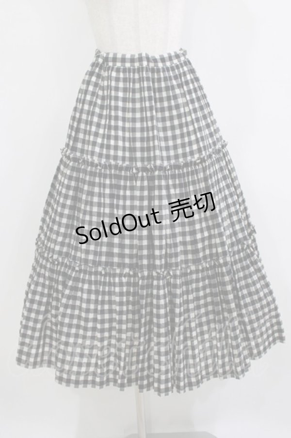 画像1: Jane Marple / シャーリングチェックティアードスカート  ブラック H-26-01-14-011-JM-SK-KB-ZH (1)