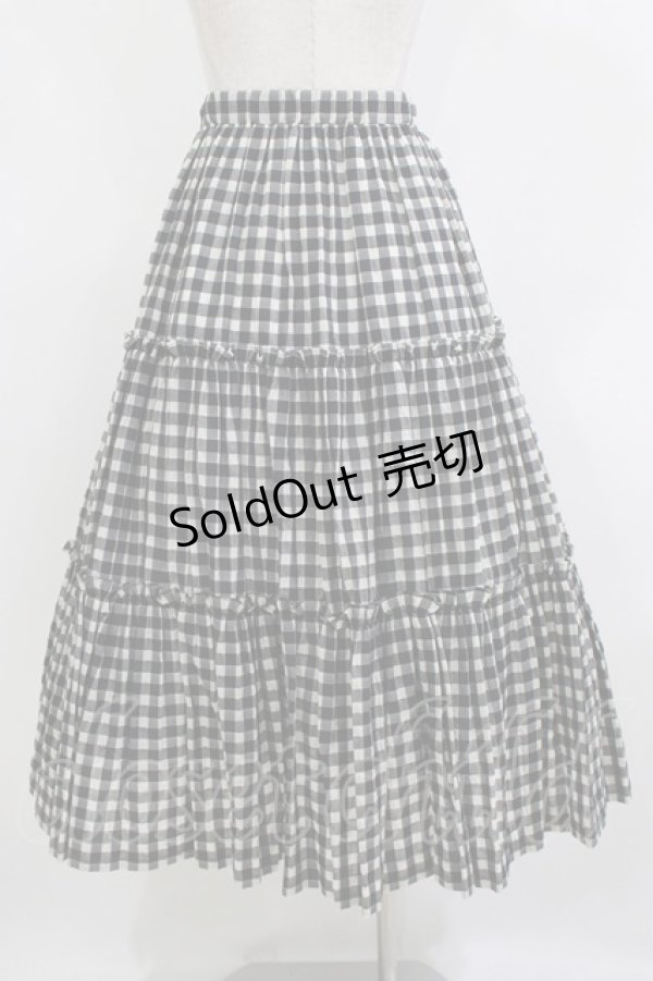 画像3: Jane Marple / シャーリングチェックティアードスカート  ブラック H-26-01-14-011-JM-SK-KB-ZH (3)