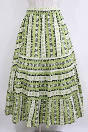 画像: Jane Marple Dans Le Salon / Autumn gardenスウィッチングスカート M ピスタチオ×アイボリー H-26-01-14-022-JM-SK-KB-ZH