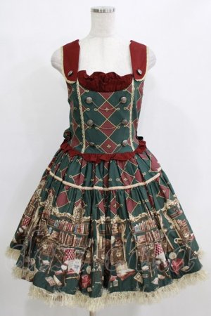 画像: metamorphose / 主の書斎バッスルジャンパースカート Free グリーン H-26-01-15-041-ME-OP-NS-ZH