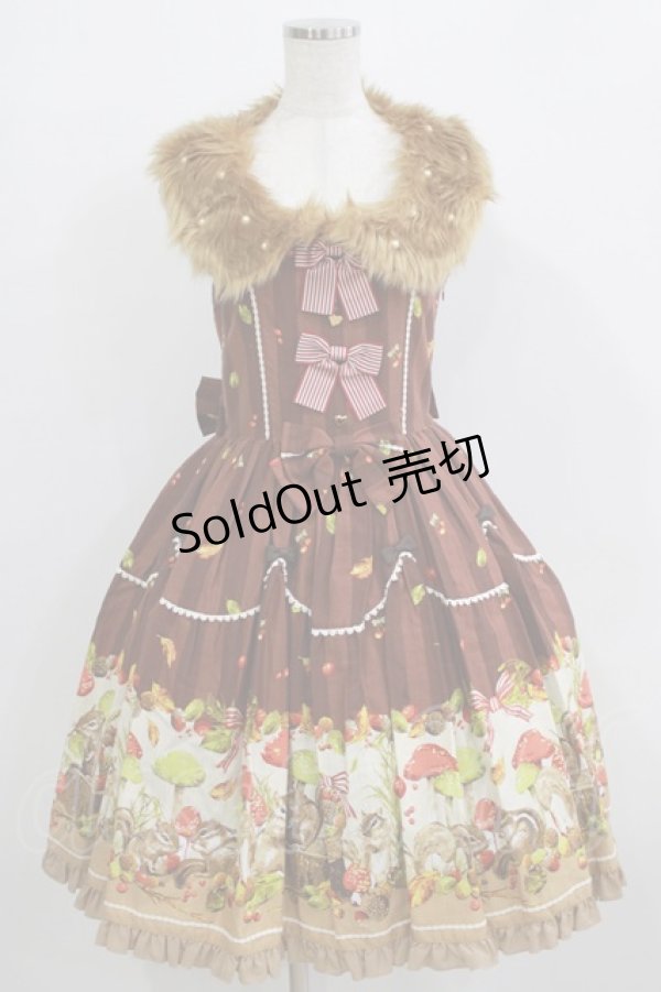 画像1: metamorphose / 森の小さな住人ファーえりジャンパースカート Free ブラウン H-26-01-15-044-ME-OP-NS-ZH (1)