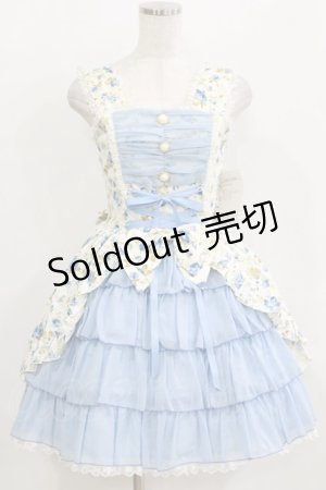 画像: metamorphose / 花柄シフォンフリルジャンパースカート Free オフ/ブルー H-26-01-15-045-ME-OP-NS-ZH