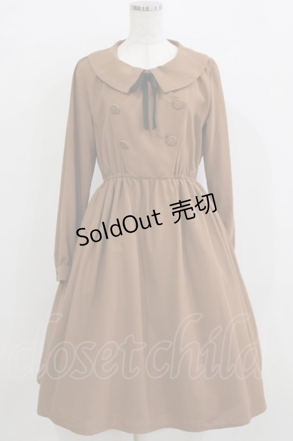 画像1: Fi.n.t / リボンタイ付きダブル釦ワンピース Free  H-26-01-15-051-CA-OP-NS-ZH (1)
