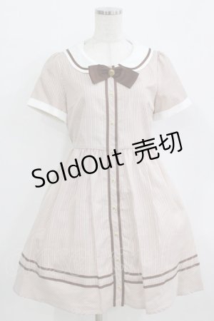 画像: Amavel / ストライプワンピース Free ブラウン H-26-01-15-053-CA-OP-NS-ZH