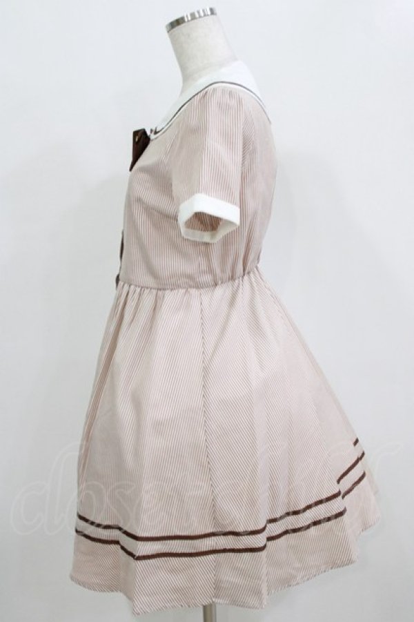 画像2: Amavel / ストライプワンピース Free ブラウン H-26-01-15-053-CA-OP-NS-ZH (2)