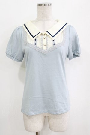 画像: axes femme POETIQUE / 襟デザイン半袖カットソー M サックス H-26-01-15-075-AX-TO-NS-ZH