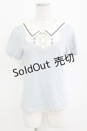 画像: axes femme POETIQUE / 襟デザイン半袖カットソー M サックス H-26-01-15-075-AX-TO-NS-ZH