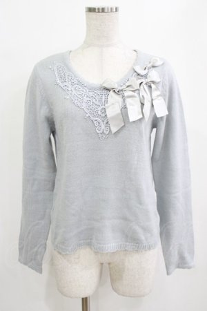 画像: axes femme / サテンリボンニットPO M サックス H-26-01-15-077-AX-TO-NS-ZH