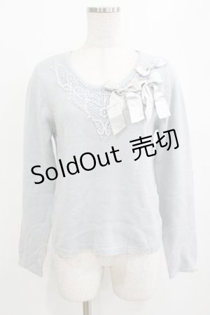 画像: axes femme / サテンリボンニットPO M サックス H-26-01-15-077-AX-TO-NS-ZH