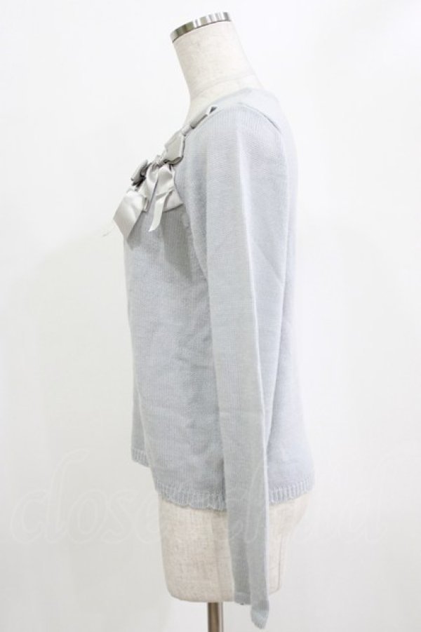 画像2: axes femme / サテンリボンニットPO M サックス H-26-01-15-077-AX-TO-NS-ZH (2)