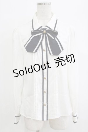 画像: Amavel / リボンブラウス Free オフ/ネイビー H-26-01-15-083-CA-BL-NS-ZH