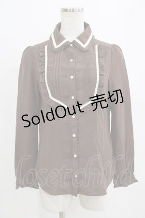 画像: axes femme / バイカラーリボンブラウス M ブラウン H-26-01-15-086-AX-BL-NS-ZH