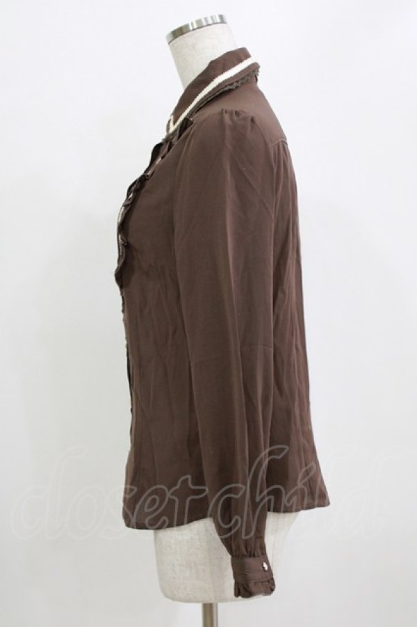 画像2: axes femme / バイカラーリボンブラウス M ブラウン H-26-01-15-086-AX-BL-NS-ZH (2)