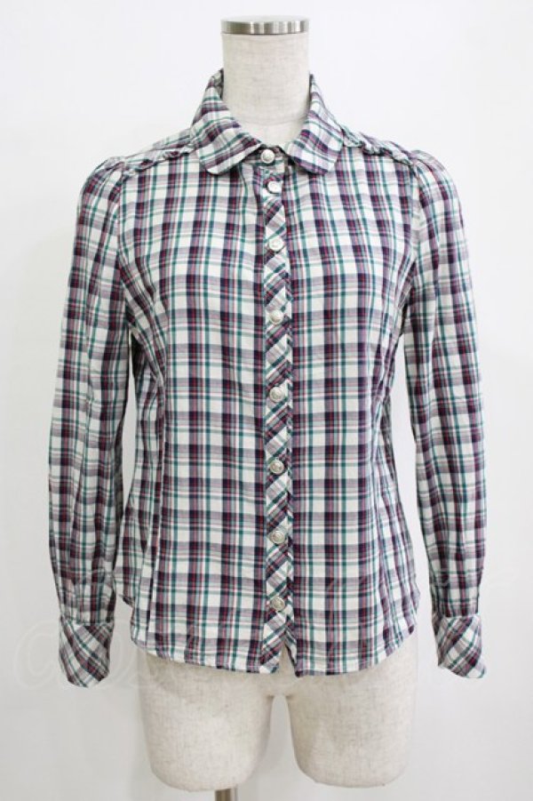 画像1: Amavel / チェックブラウス Free ホワイト H-26-01-15-087-CA-BL-NS-ZH (1)