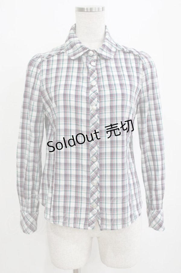 画像1: Amavel / チェックブラウス Free ホワイト H-26-01-15-087-CA-BL-NS-ZH (1)