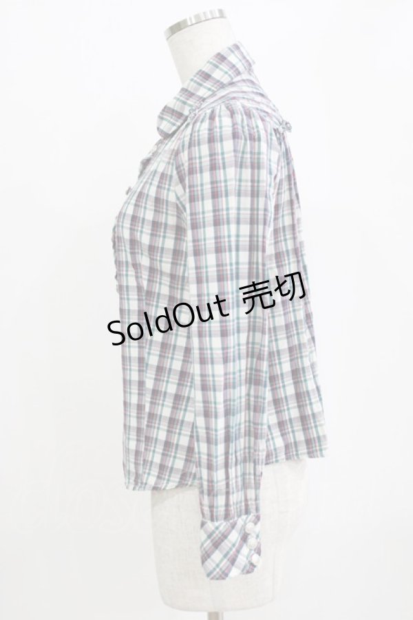 画像2: Amavel / チェックブラウス Free ホワイト H-26-01-15-087-CA-BL-NS-ZH (2)