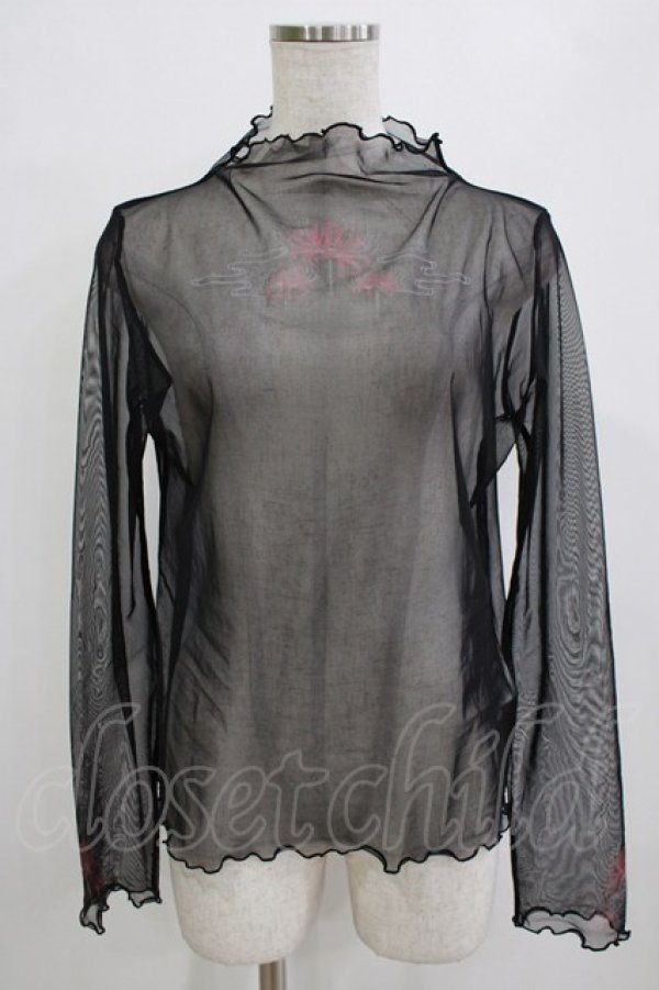 画像1: axes femme / 彼岸花PTシアートップス Free ブラック H-26-01-15-089-AX-TO-NS-ZH (1)