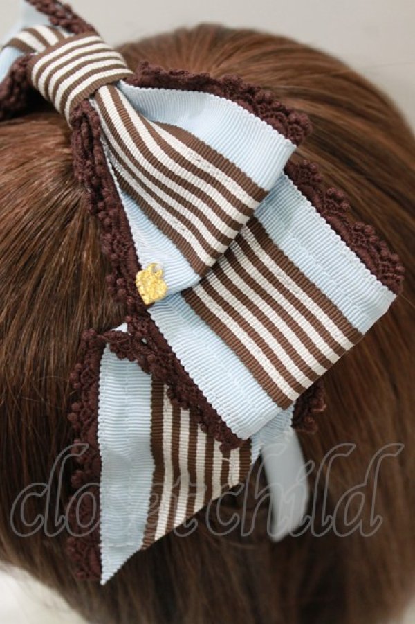 画像2: BABY,THE STARS SHINE BRIGHT / ストライプリボンカチューシャ  サックス H-26-01-15-012-BA-AC-NS-ZH (2)