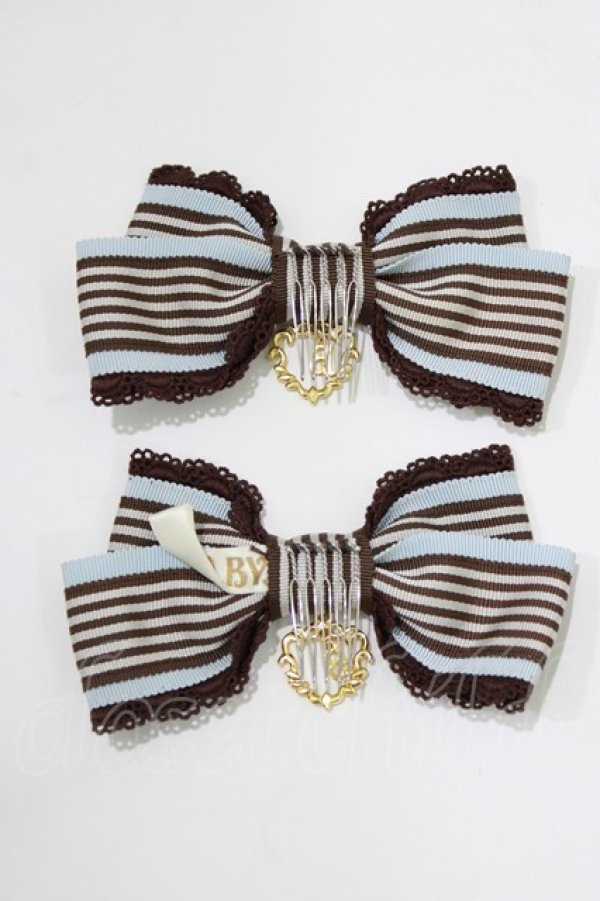 画像3: BABY,THE STARS SHINE BRIGHT / ストライプリボンコーム  サックス H-26-01-15-017-BA-AC-NS-ZH (3)