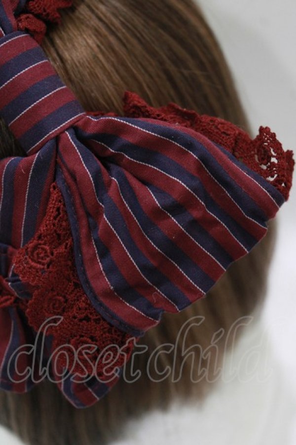 画像2: BABY,THE STARS SHINE BRIGHT / レジメンタルオリヴィアカチューシャ  ボルドー H-26-01-15-027-BA-AC-NS-ZH (2)