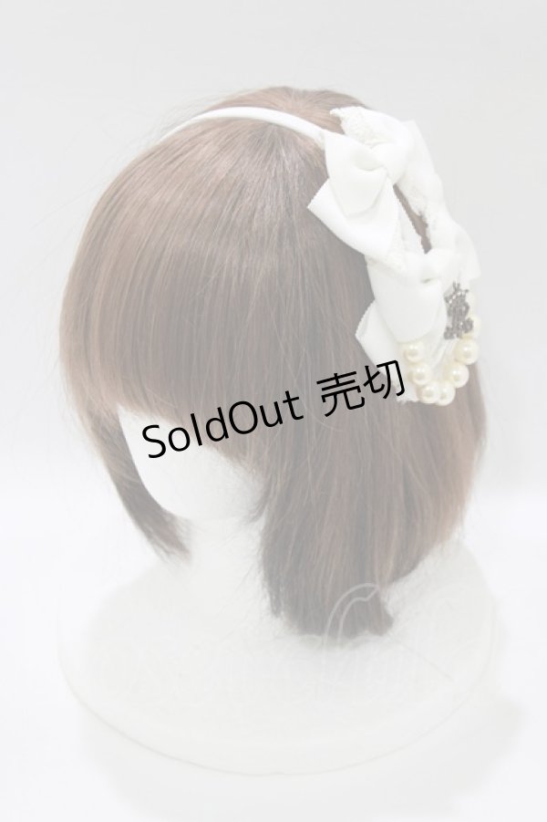 画像1: ALICE and the PIRATES / レディーパール2個リボンカチューシャ  オフ H-26-01-15-030-PA-AC-NS-ZH (1)