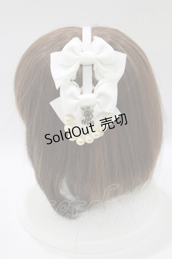 画像2: ALICE and the PIRATES / レディーパール2個リボンカチューシャ  オフ H-26-01-15-030-PA-AC-NS-ZH (2)