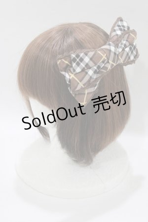 画像: Angelic Pretty / スクールタータンリボンバレッタ  ブラウン H-26-01-15-031-AP-AC-NS-ZH