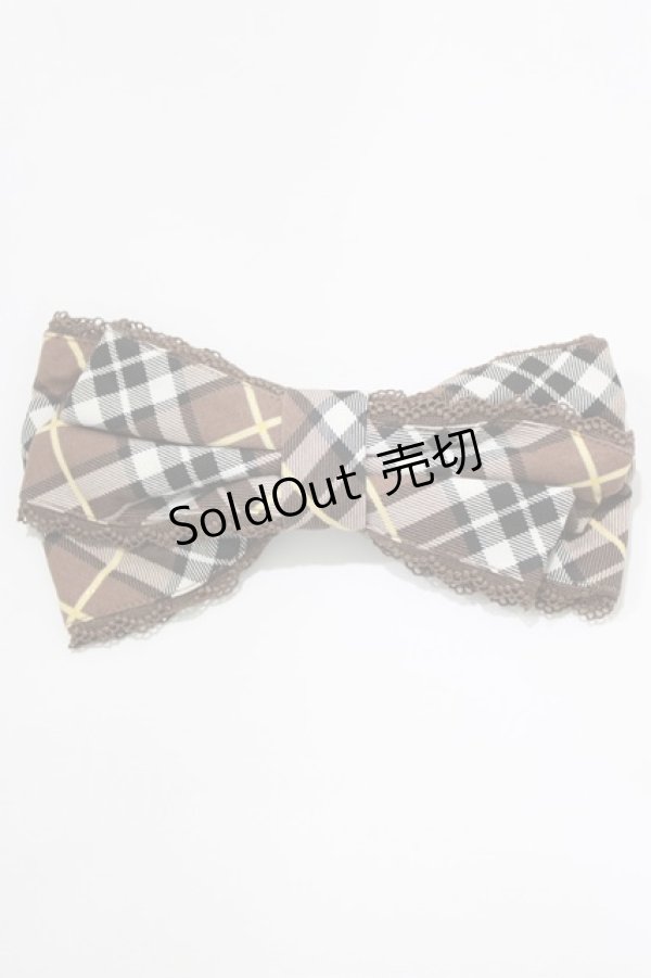 画像2: Angelic Pretty / スクールタータンリボンバレッタ  ブラウン H-26-01-15-031-AP-AC-NS-ZH (2)