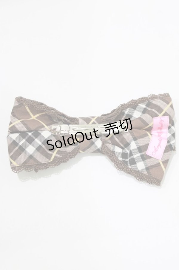 画像3: Angelic Pretty / スクールタータンリボンバレッタ  ブラウン H-26-01-15-031-AP-AC-NS-ZH (3)