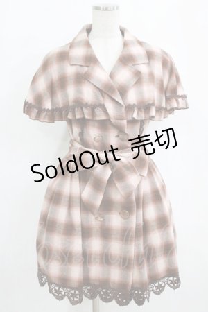 画像: LIZ LISA / チェックケープワンピース Free ブラウン H-26-01-16-028-LO-OP-NS-ZH