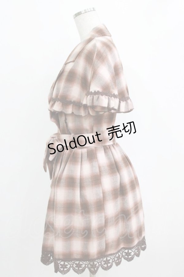 画像2: LIZ LISA / チェックケープワンピース Free ブラウン H-26-01-16-028-LO-OP-NS-ZH (2)
