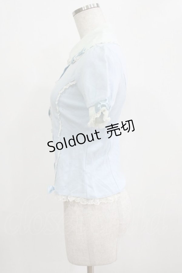 画像2: metamorphose / 半袖カットソーブラウス Free サックス H-26-01-16-042-ME-TO-NS-ZH (2)