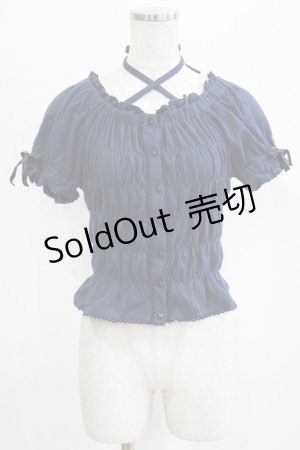 画像: metamorphose / シャーリングフリルカットソー Free ネイビー H-26-01-16-048-ME-TO-NS-ZH