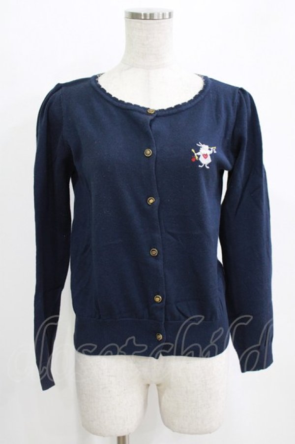 画像1: Secret Honey / トランプうさぎ刺繍カーディガン Free ネイビー H-26-01-16-049-CA-TO-NS-ZH (1)