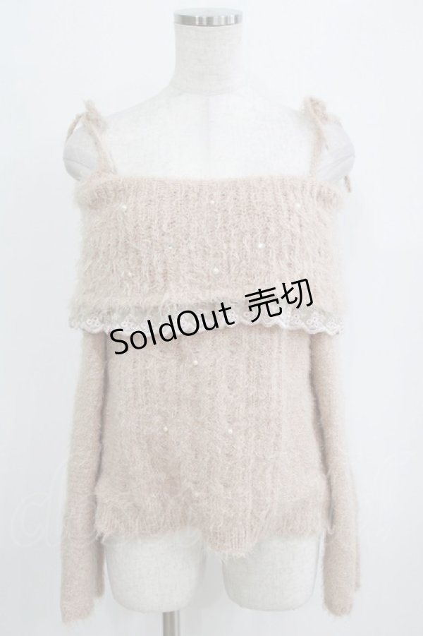 画像1: axes femme / オフショルダーフェザープルオーバー M ピンク H-26-01-16-051-AX-TO-NS-ZH (1)