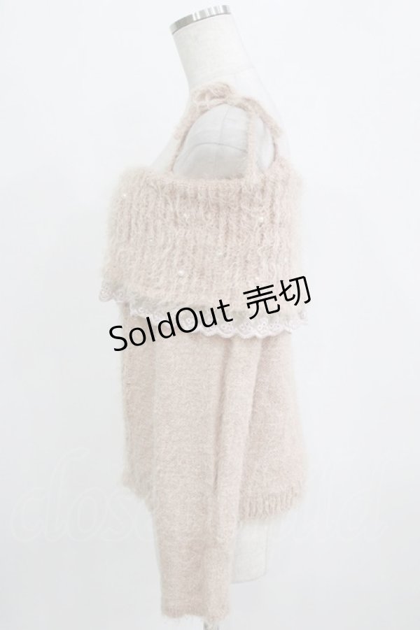 画像2: axes femme / オフショルダーフェザープルオーバー M ピンク H-26-01-16-051-AX-TO-NS-ZH (2)