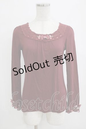 画像: axes femme / プチローズリボンカットソー M ワイン H-26-01-16-053-AX-TO-NS-ZH