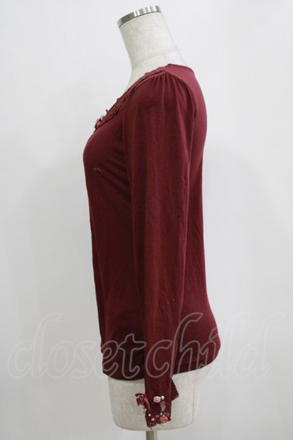 画像2: axes femme / プチローズリボンカットソー M ワイン H-26-01-16-053-AX-TO-NS-ZH (2)