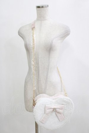 画像: Ank Rouge / ファーツイードハートBAG  ピンク H-26-01-16-061-CA-BG-NS-ZH