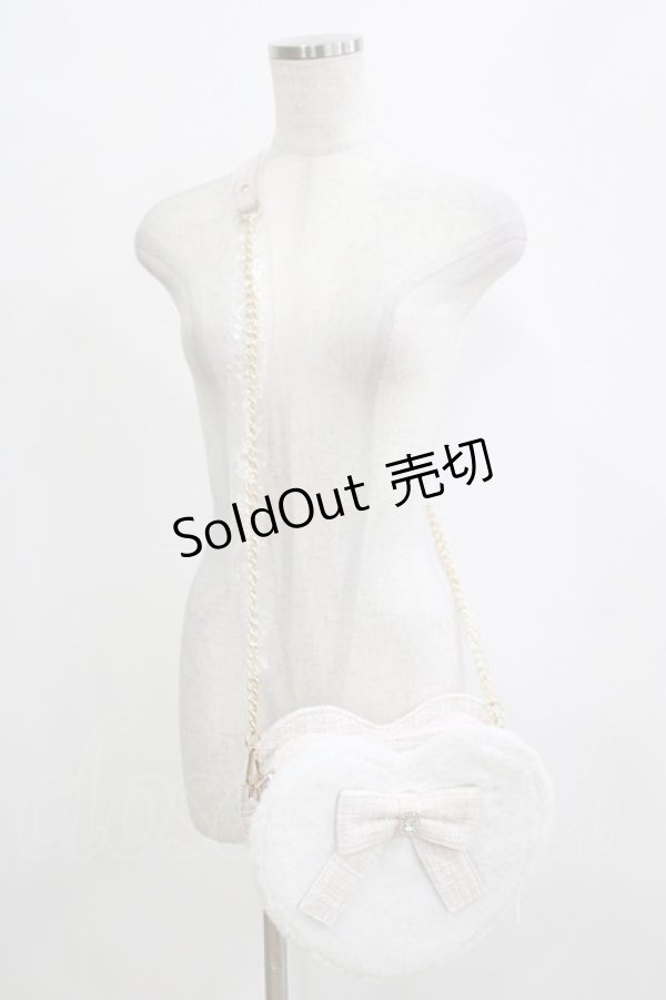画像1: Ank Rouge / ファーツイードハートBAG  ピンク H-26-01-16-061-CA-BG-NS-ZH (1)