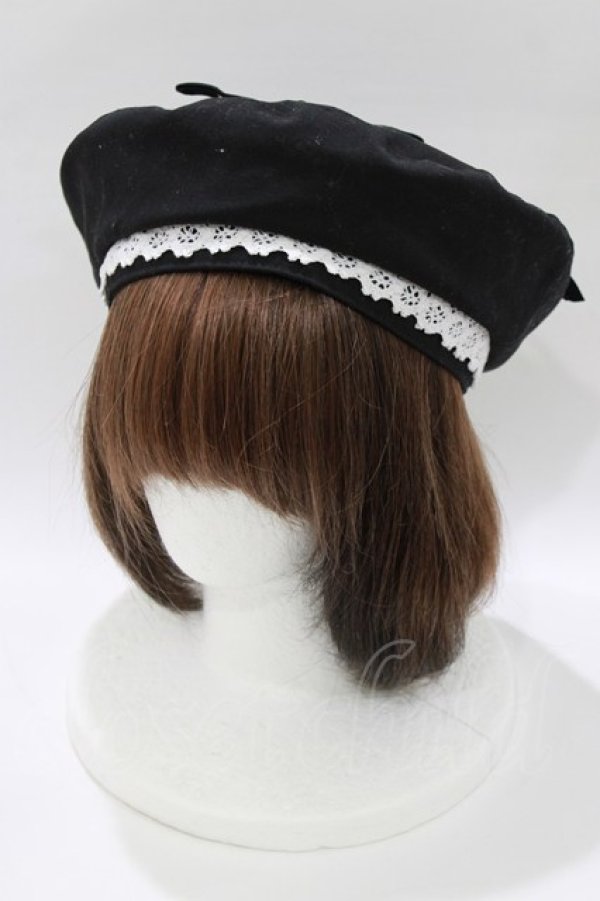 画像1: Eri Aino's collaboration / シャーロットの水曜日ベレー帽  ブラック H-26-01-16-083-PU-AC-NS-ZH (1)