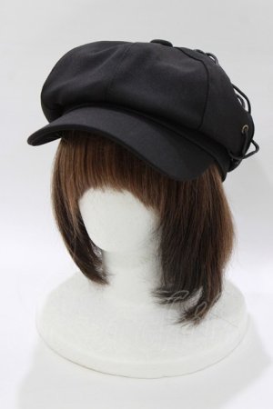 画像: axes femme / サイド編み上げキャスケット  ブラック H-26-01-16-085-AX-AC-NS-ZH