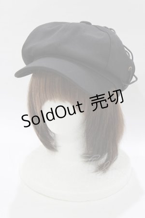 画像: axes femme / サイド編み上げキャスケット  ブラック H-26-01-16-085-AX-AC-NS-ZH