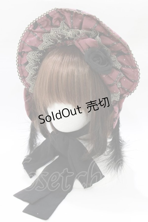 画像1: metamorphose / Dark night guardianハーフボンネット  ワイン H-26-01-16-086-ME-AC-NS-ZH (1)