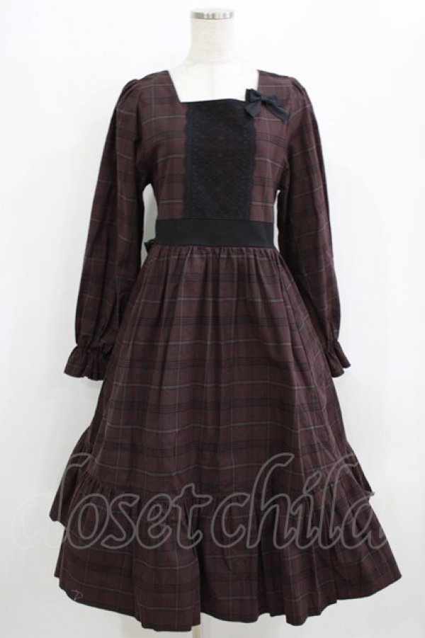 画像1: marcHenTica / チェックワンピース Free ボルドー H-26-01-16-014-LO-OP-NS-ZH (1)