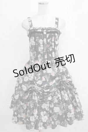 画像: axes femme / レトロ花柄ワンピース M グレー H-26-01-16-003-AX-OP-YZ-ZH