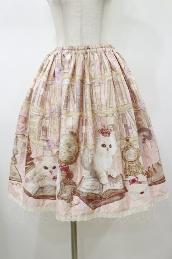 画像1: Enchantlic Enchantilly / Queen Cat〜秘密の書斎〜スカート Free ピンク H-26-01-17-045-LO-SK-NS-ZH (1)